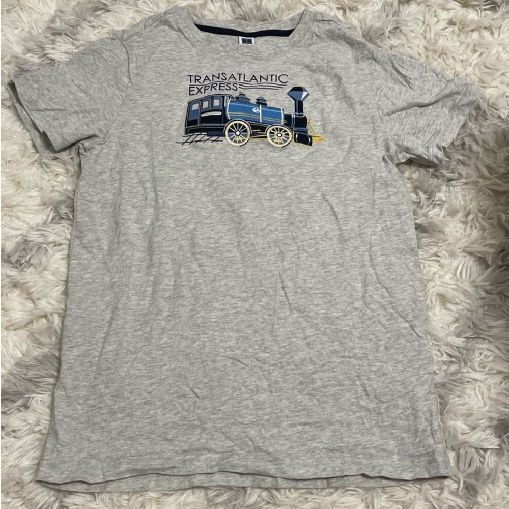 Janie and Jack Gray Train Graphic Tee size 12 youth